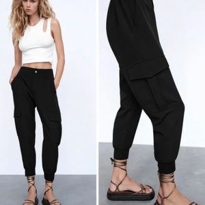 Zara Hi Rise Cuffed Cargo Pant
